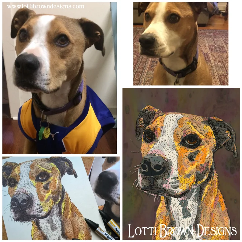 Dorothy and Cooper's custom pet portrait