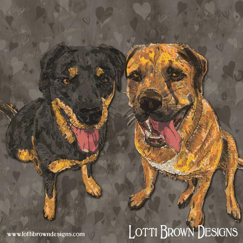 Double pet portrait - Rottweiler and Dogue de Bordeaux cross