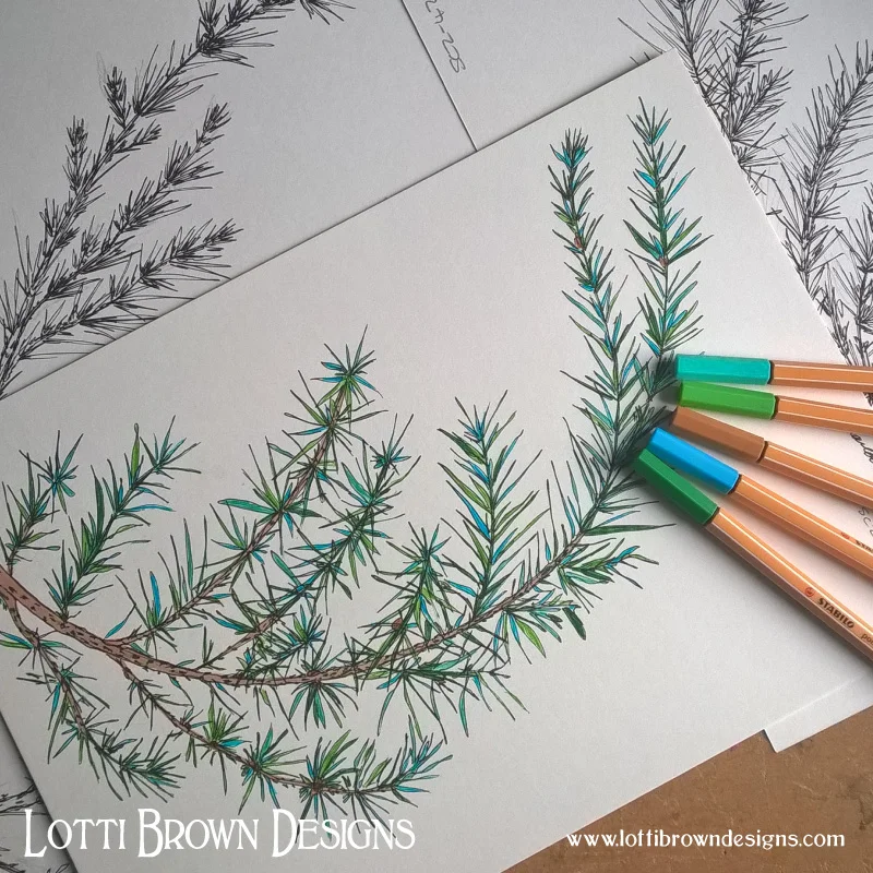 Using Stabilo fineliners for detailed work in colour