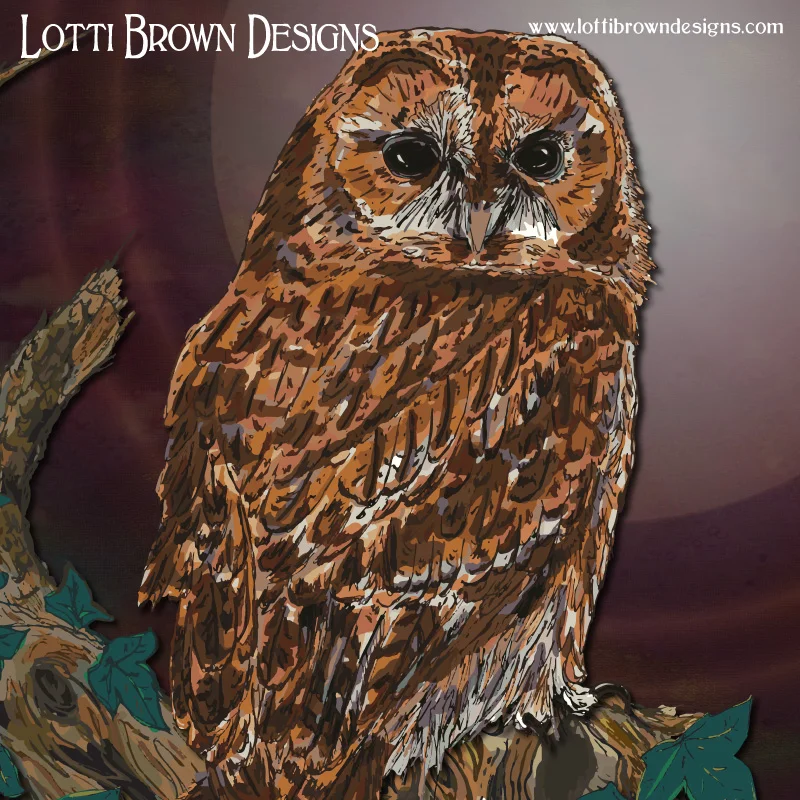 Showing intricate detail of my tawny owl artwork