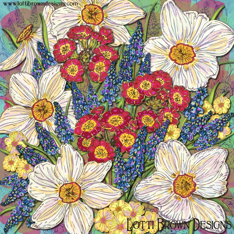 The completed 'Spring Flowers' artwork