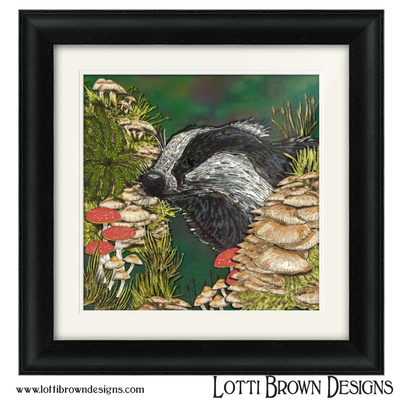 'Badger Woodland Walk' artwork by Lotti Brown