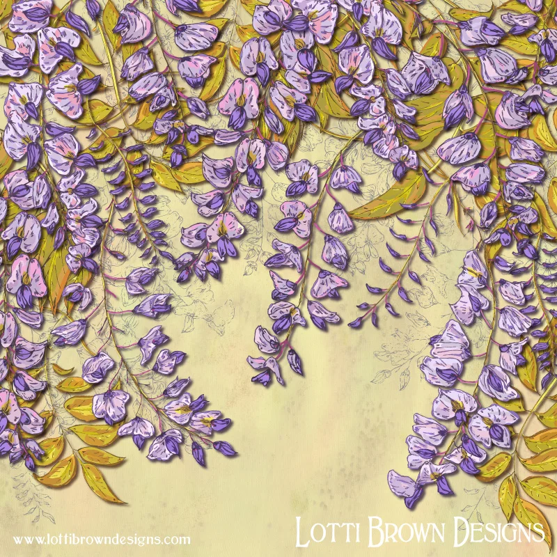 Wisteria - beautiful floral artwork by Lotti Brown