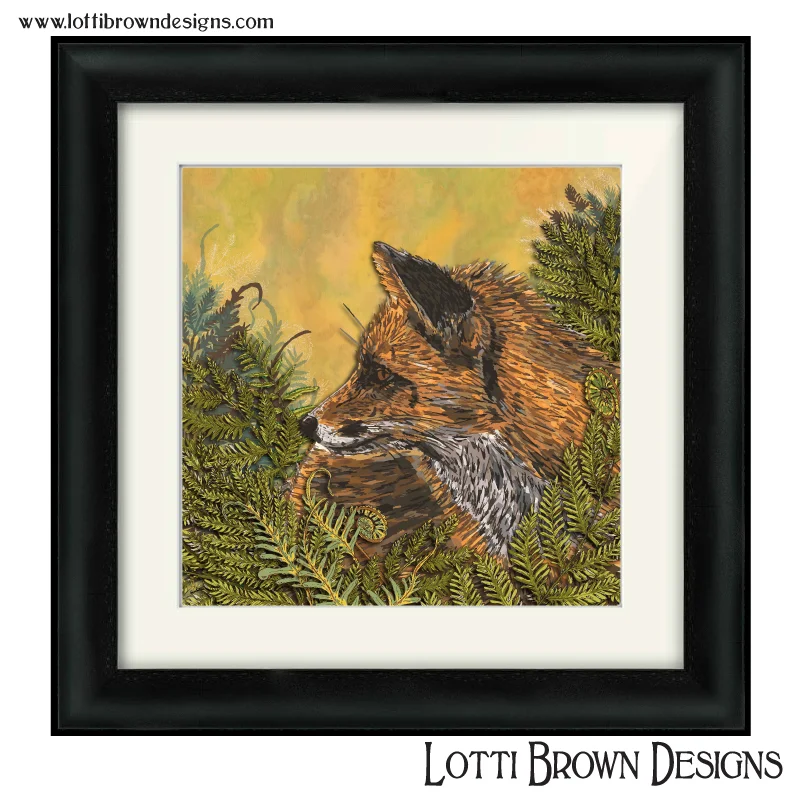 Fox art in black frame