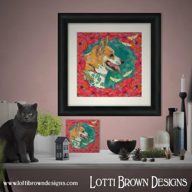 Corgi art in stylish 'swoop' frame