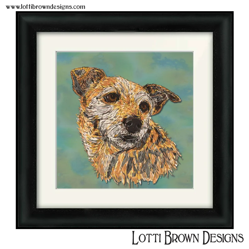 Colourful, modern dog portrait