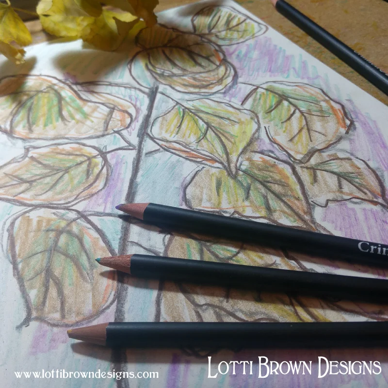 Expressive drawing in charcoal and colour pencil