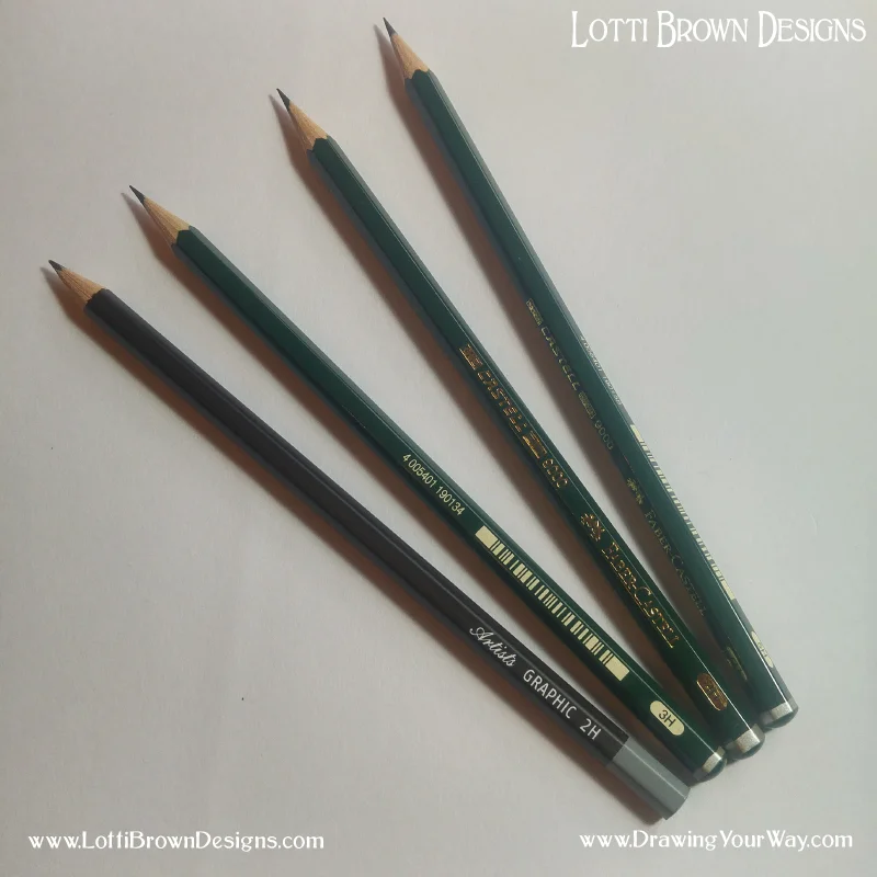 Keep your H-grade pencils nice and sharp - but press lightly!