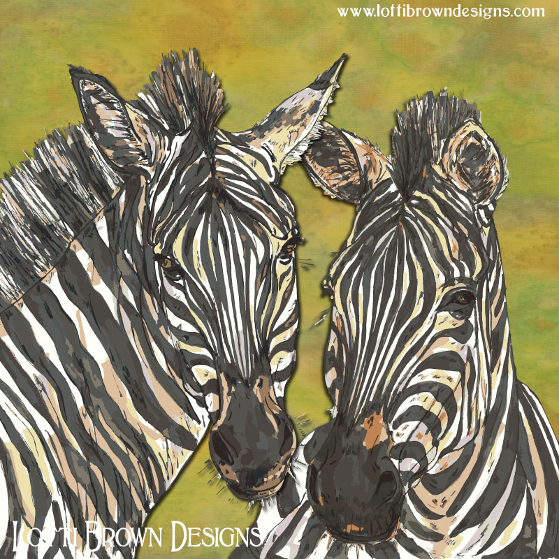 Zebras art by Lotti Brown