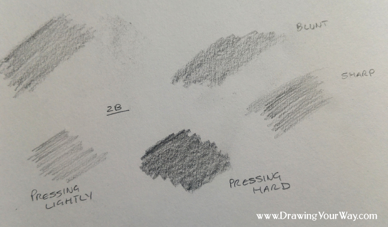 Hold your pencil at different angles and press more lightly or more softly to get different effects