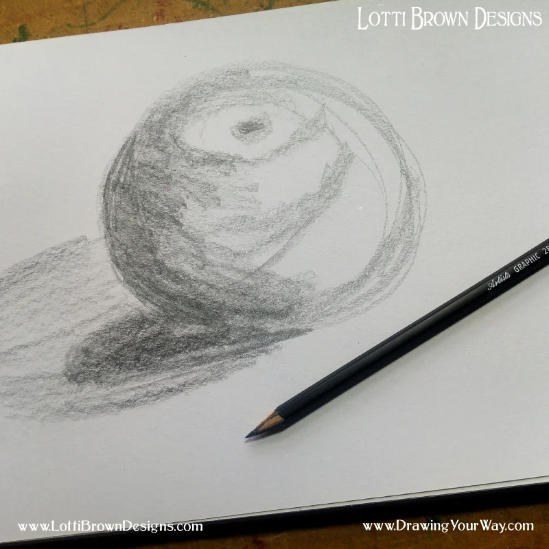 Tomato drawn using a 2B pencil to show areas of light and shadow.