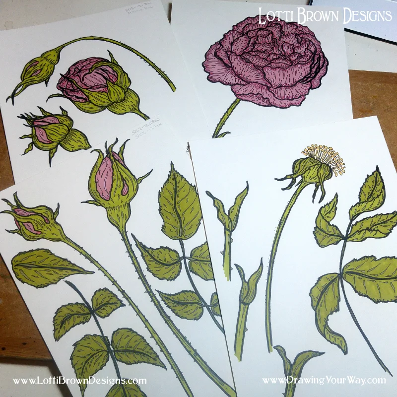 Drawing roses with a bit of a flourish - style and expression in art!