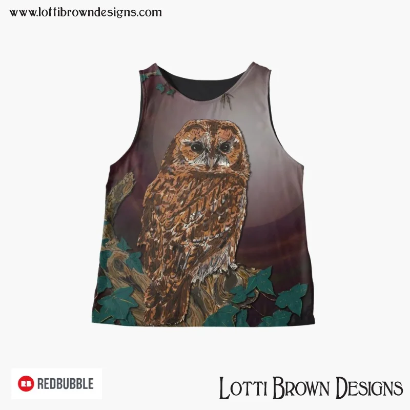 Tawny Owl fashion top by Lotti Brown at Redbubble