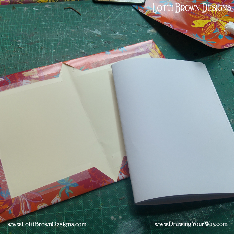The cover is now made. The folded pages will be inserted as so.