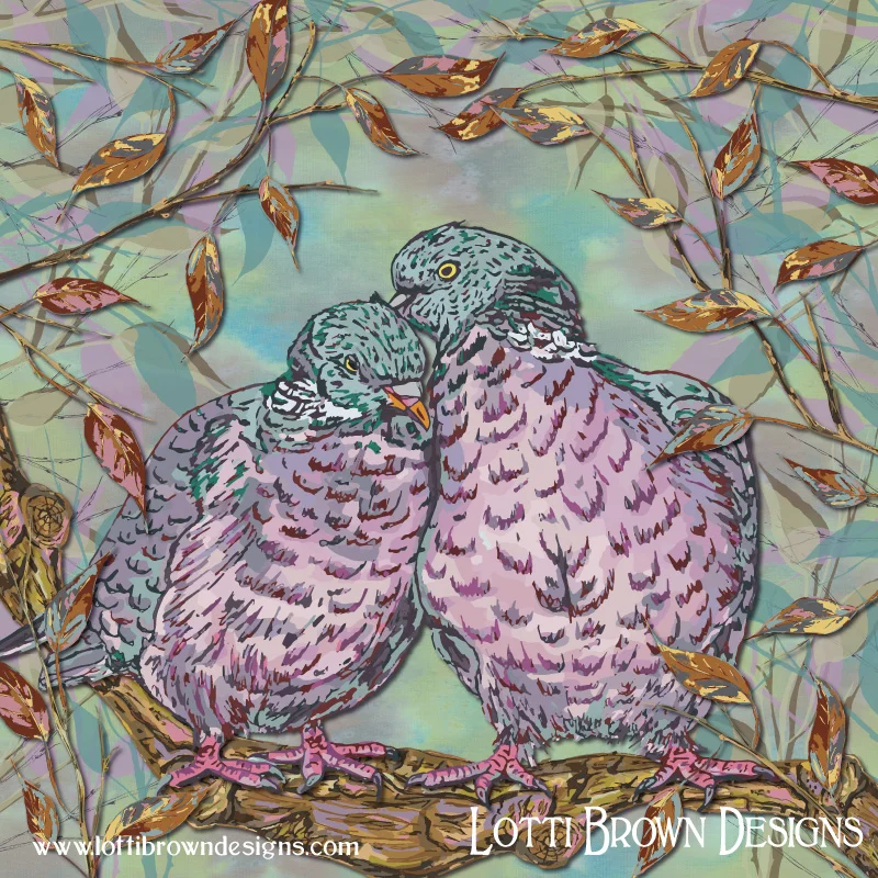 ‘Loving Wood Pigeons’ art by Lotti Brown