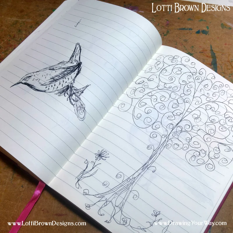 Rough work, sketches and future ideas in a notebook-sketchbook…