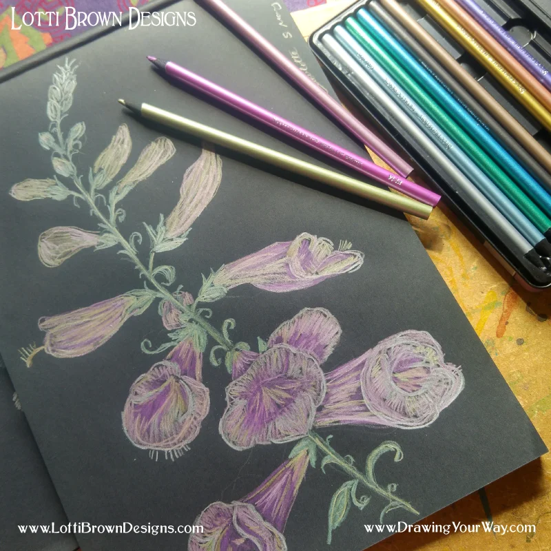 Try metallic coloured pencils on a dark paper