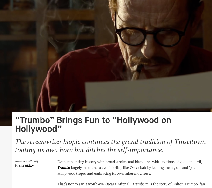 "trumbo" brings fun to "hollywood on hollywood"