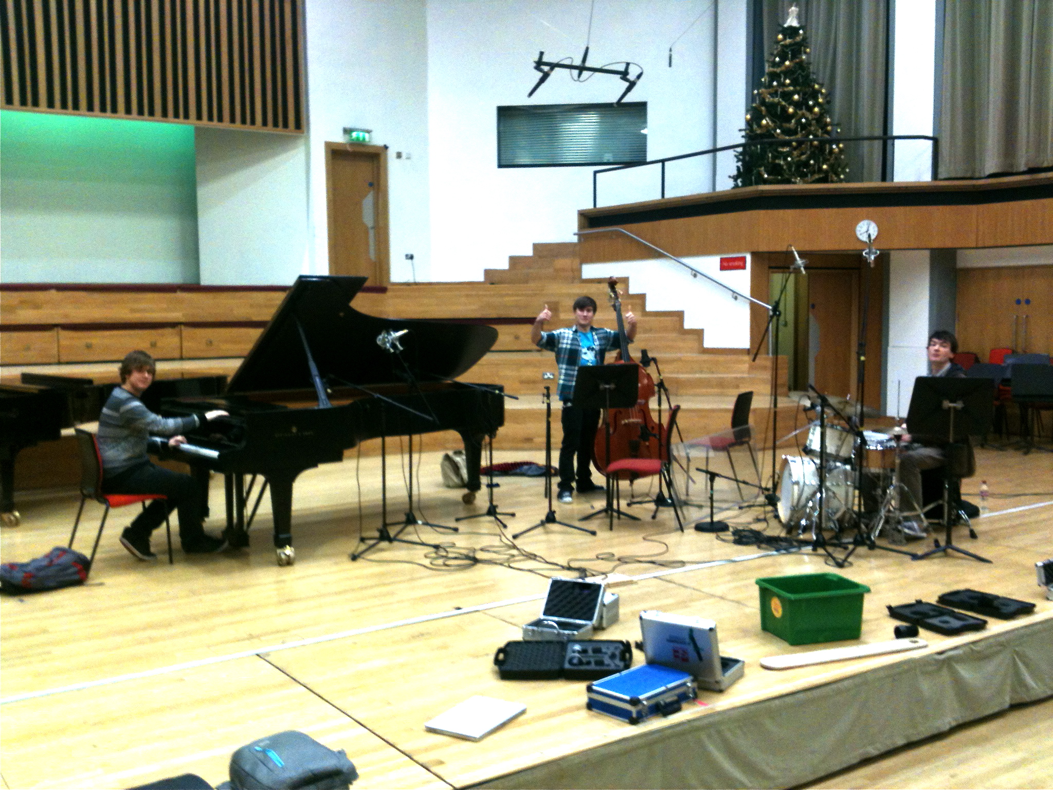  Early Harry Bolt Trio recording session in the Adrian Boult Hall, Birmingham. 