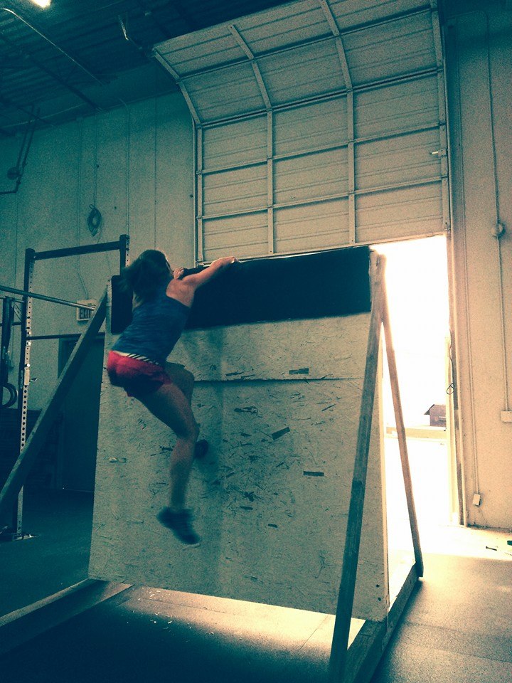 Isabel showing us what a wall climb is all about.