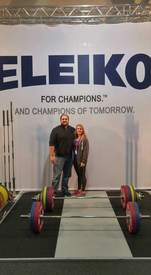 Amisha and Jared working the Eleiko booth at the World Weightlifting Championships at George R Brown.