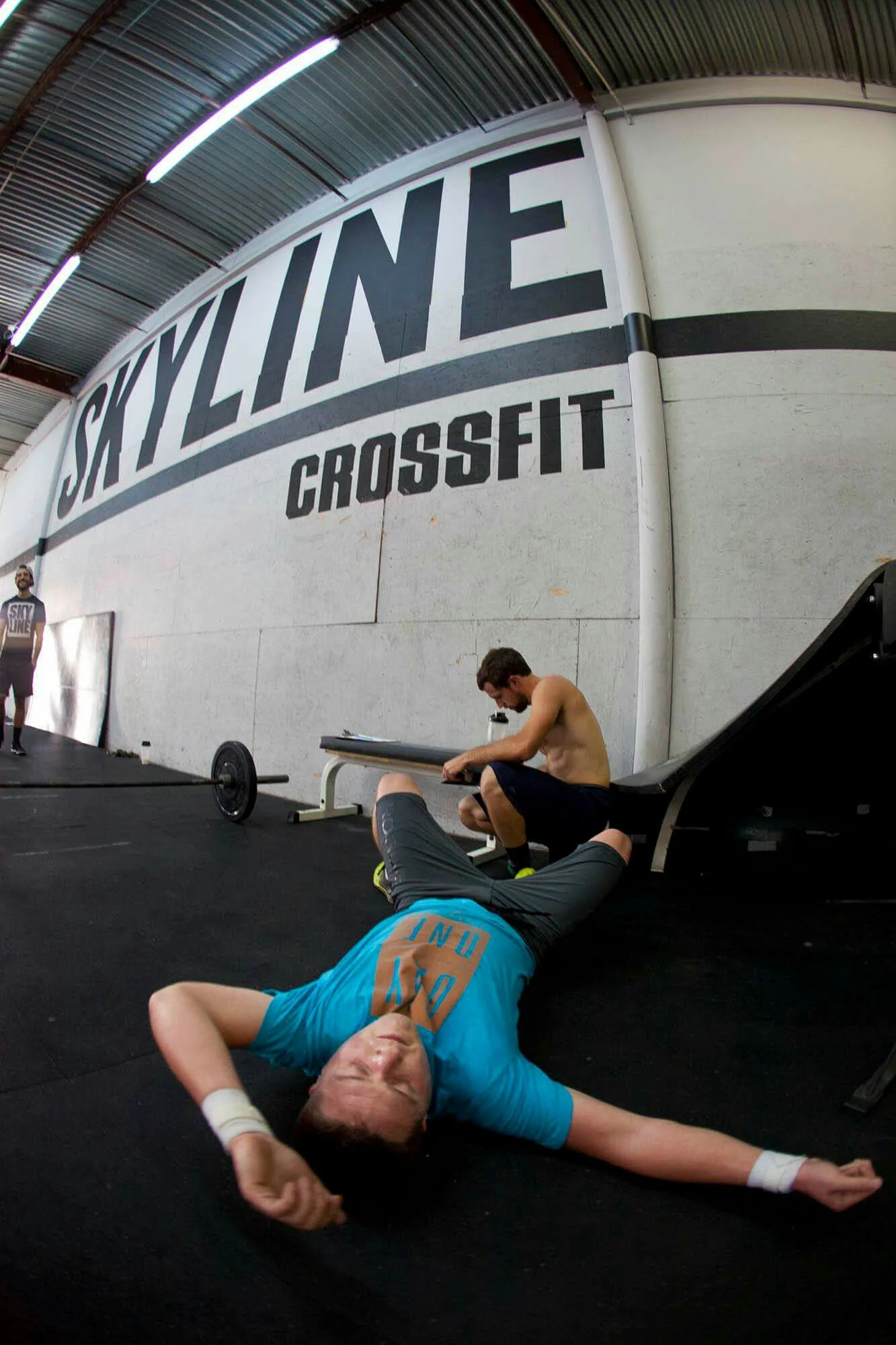 Mike taking a ritual post nap after the WOD.