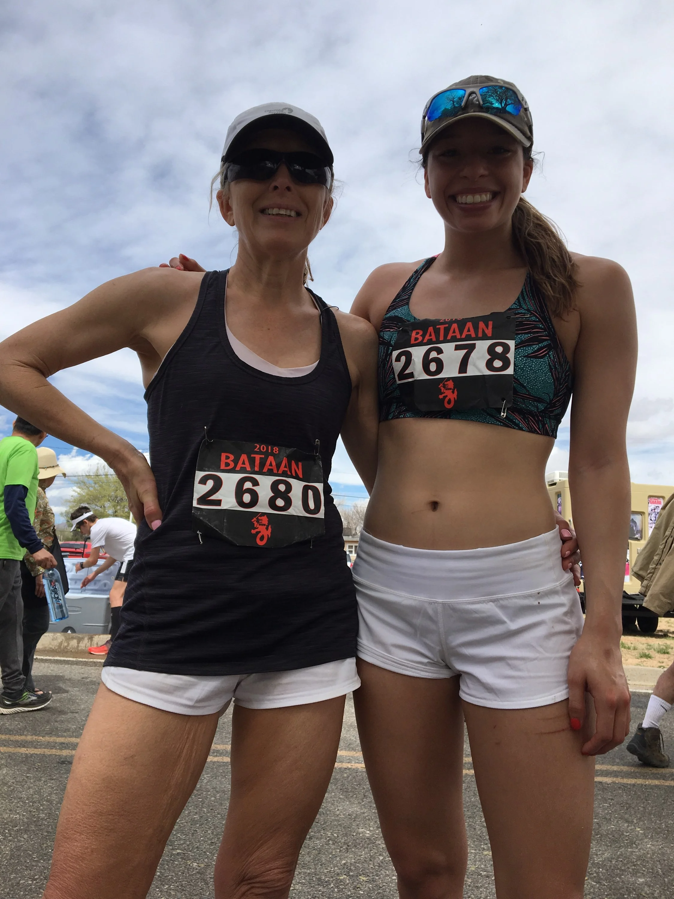 Here is Amber and Roswitha Carter after completing a Marathon in the desert. Here is a little about the race they participated in: 26 miles of high desert, 26 miles of perseverance. The Bataan Memorial Death March is a challenging march through the high desert terrain of the White Sands Missile Range. The memorial march is conducted in honor of the heroic service members who defended the Philippine Islands during World War II, sacrificing their freedom, health, and, in many cases, their very lives.