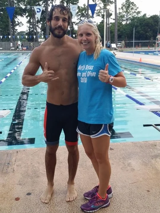 Dylan with his Swim coach at "Dads Swim Club".