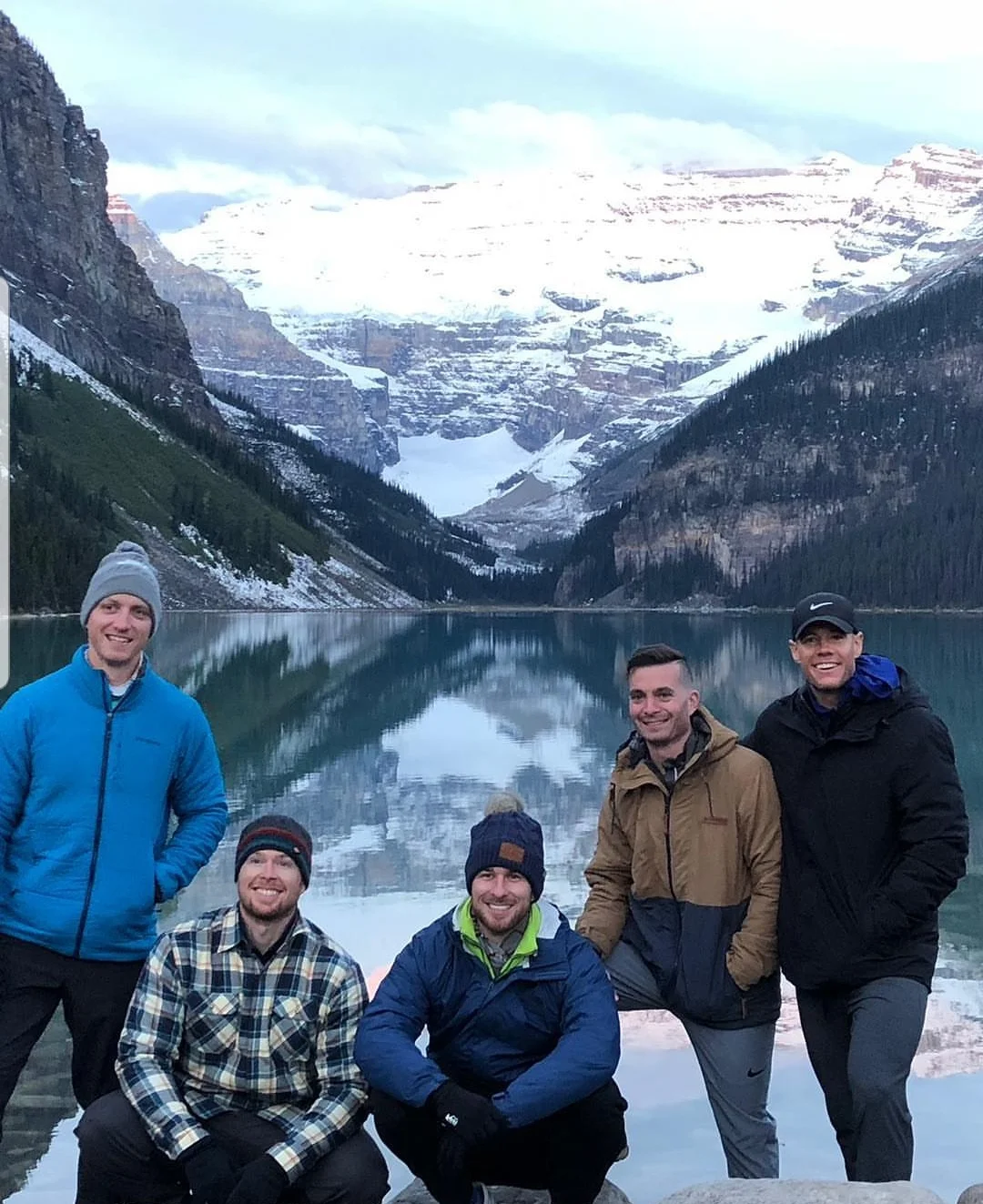 Skyline members (l to r) Trevor Gerland, Brand Andersen, Ryan Bailey, Ryan Kealler, and Daniel Orr at Banff National Park.
