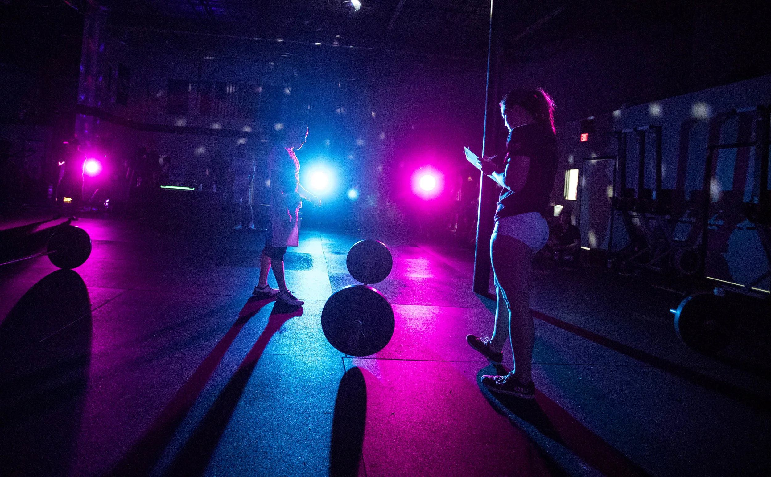 Michelle judging Francisco on 18.5 at Friday Night Lights.