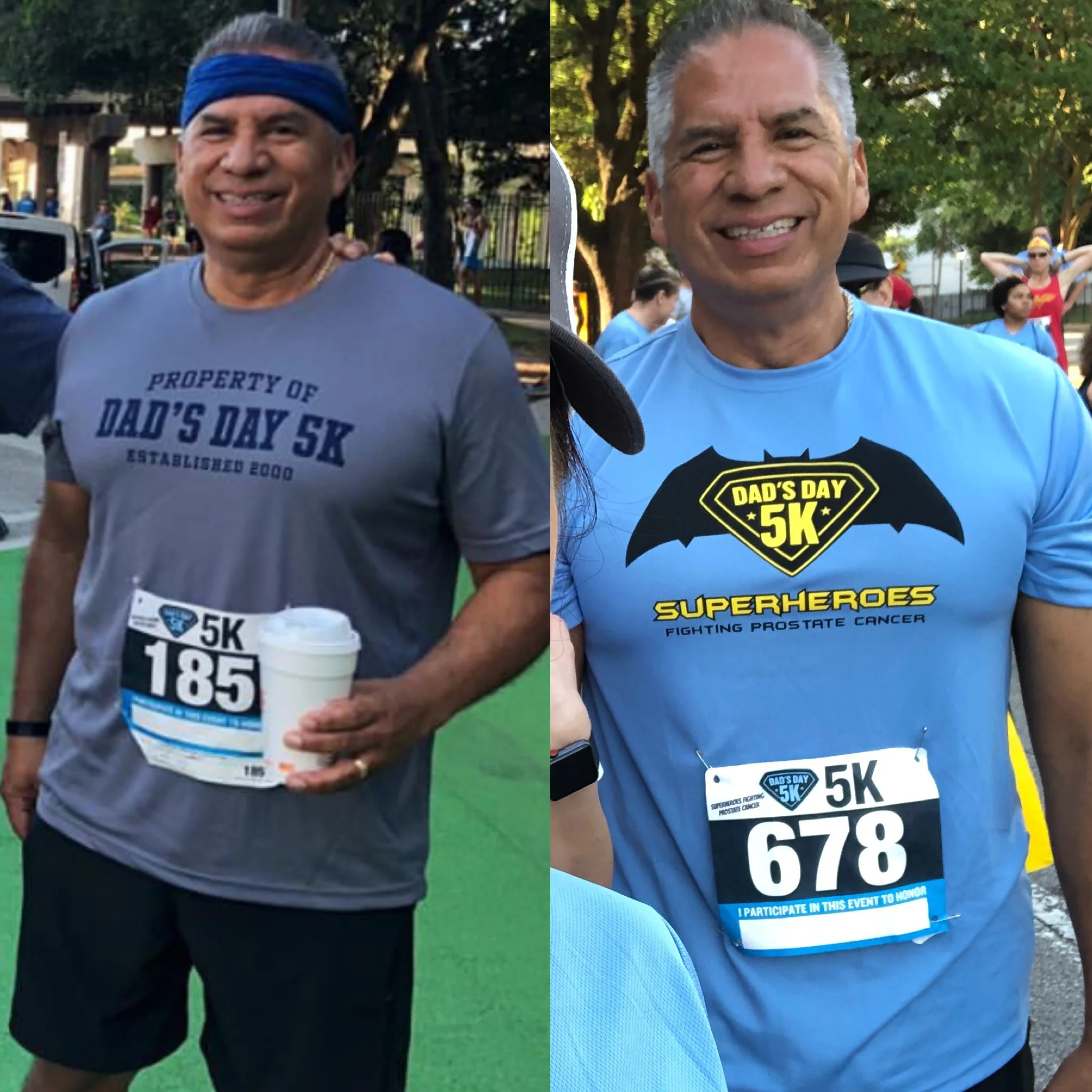 Left: Fathers Day 5k 2018. Right: Fathers Day 5k 2019
