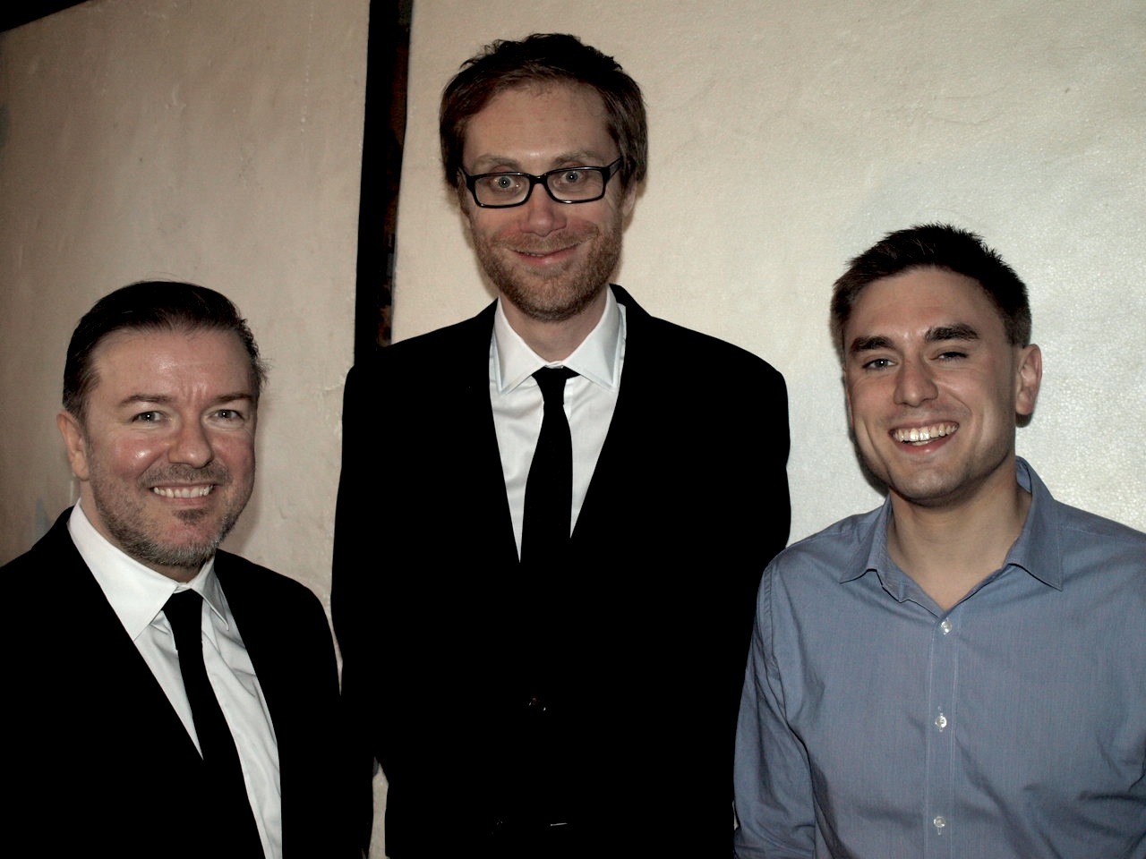 Ricky Gervais, Stephen Merchant & James Mullinger. Photograph by David Bailey.