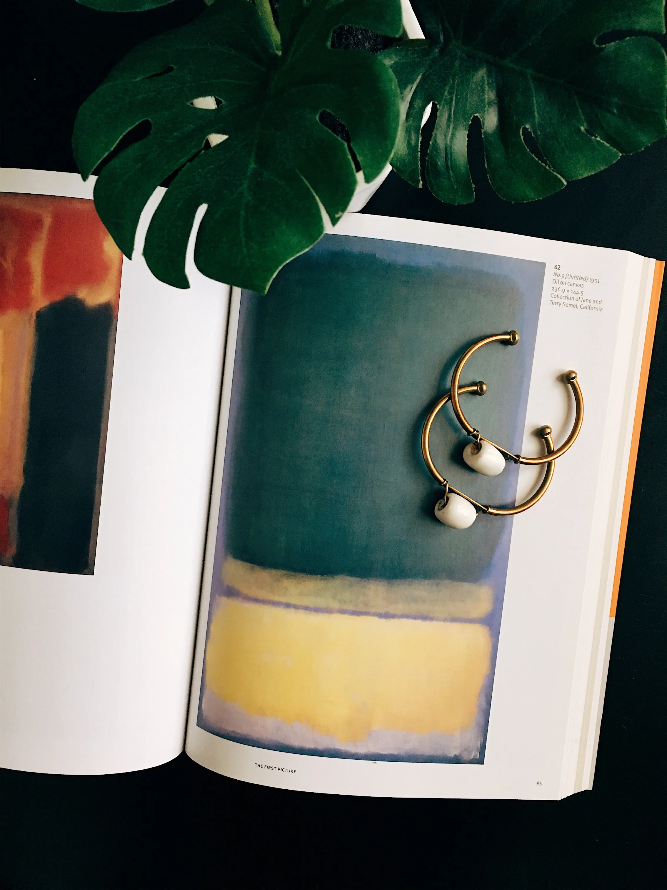 Turq Roll minimal modern handmade jewelry gold raw brass, gold-filled wire + white stone cuff bracelet detail