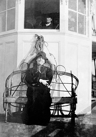 A keen observer and an assiduous diarist, May Bragdon took delight in recording her impressions of fellow travellers, such as the woman pictured above, on a steamship chair in front of the captain’s wheel-house.