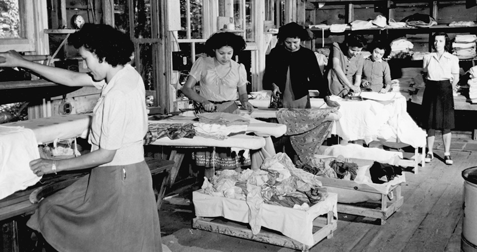 The Ojibway Hotel’s laundry room (below) was often hot and the hours long, but the girls managed to find time for fun.