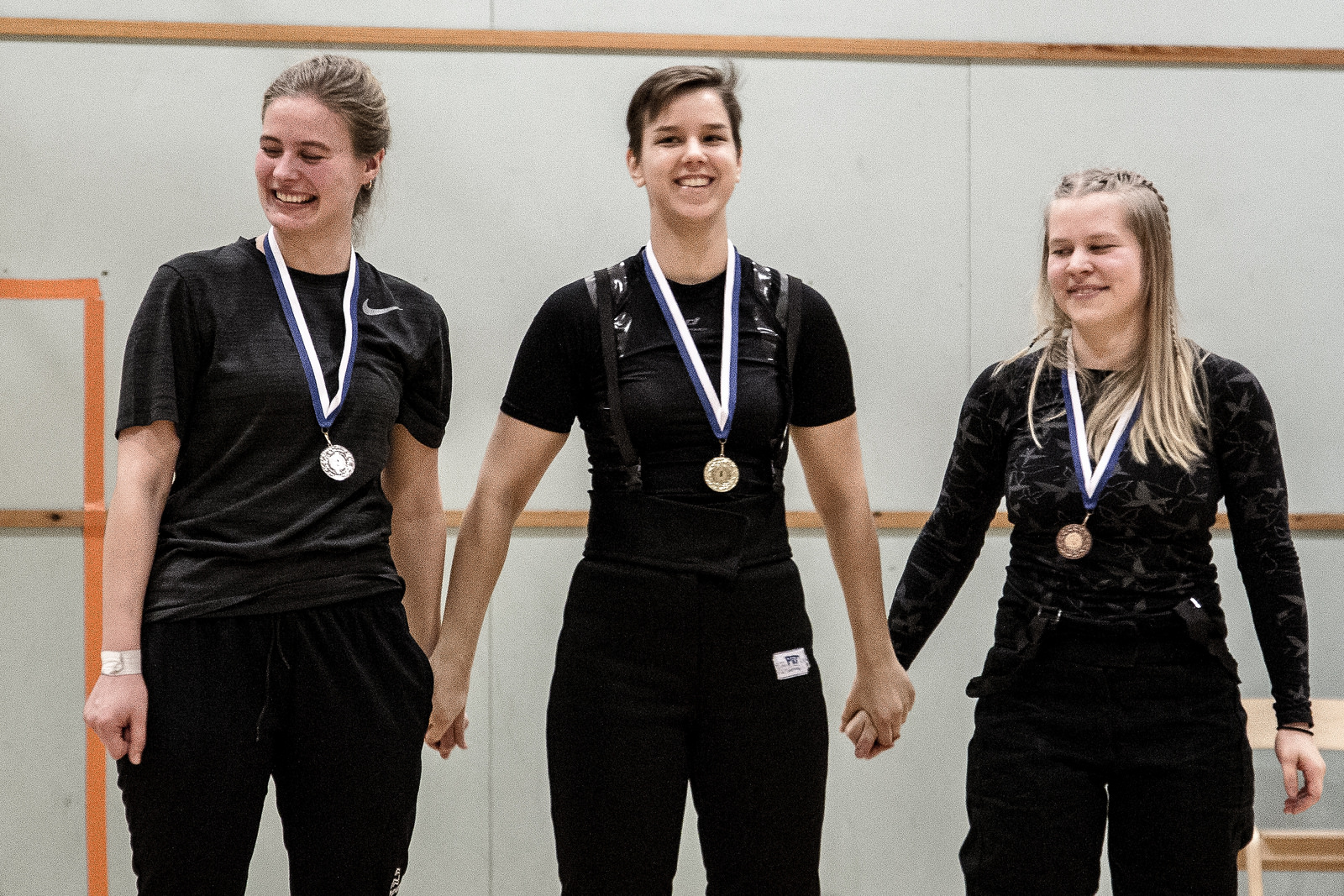 Naisten palkintopalli, vasemmalta oikealle: Margit Reiersen (NOR), Eliisa Keskinen (FIN), Julia Yli-Hukka (SWE)
