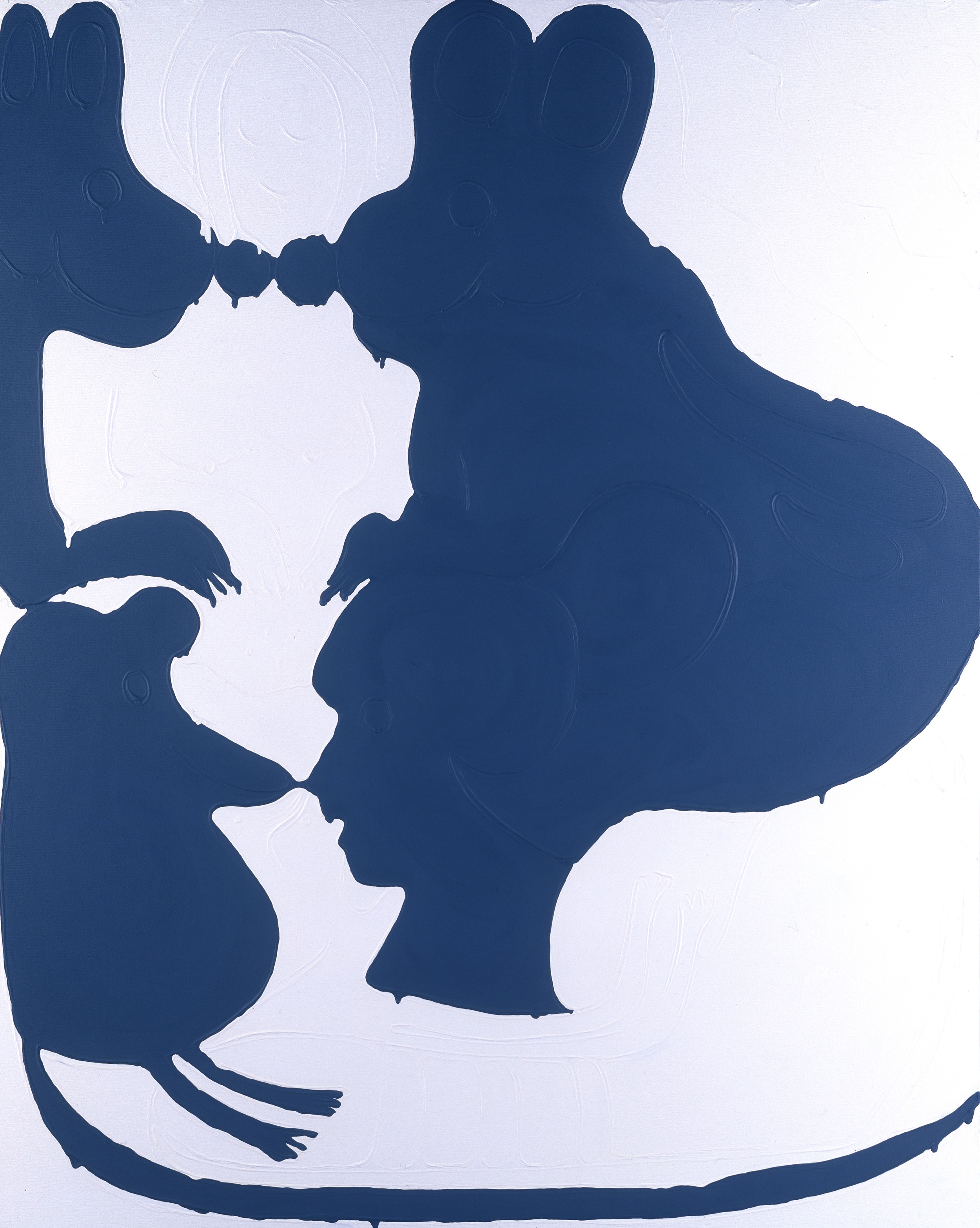 Ride. Girl Rubbing Noses with Mouse. Indigo.