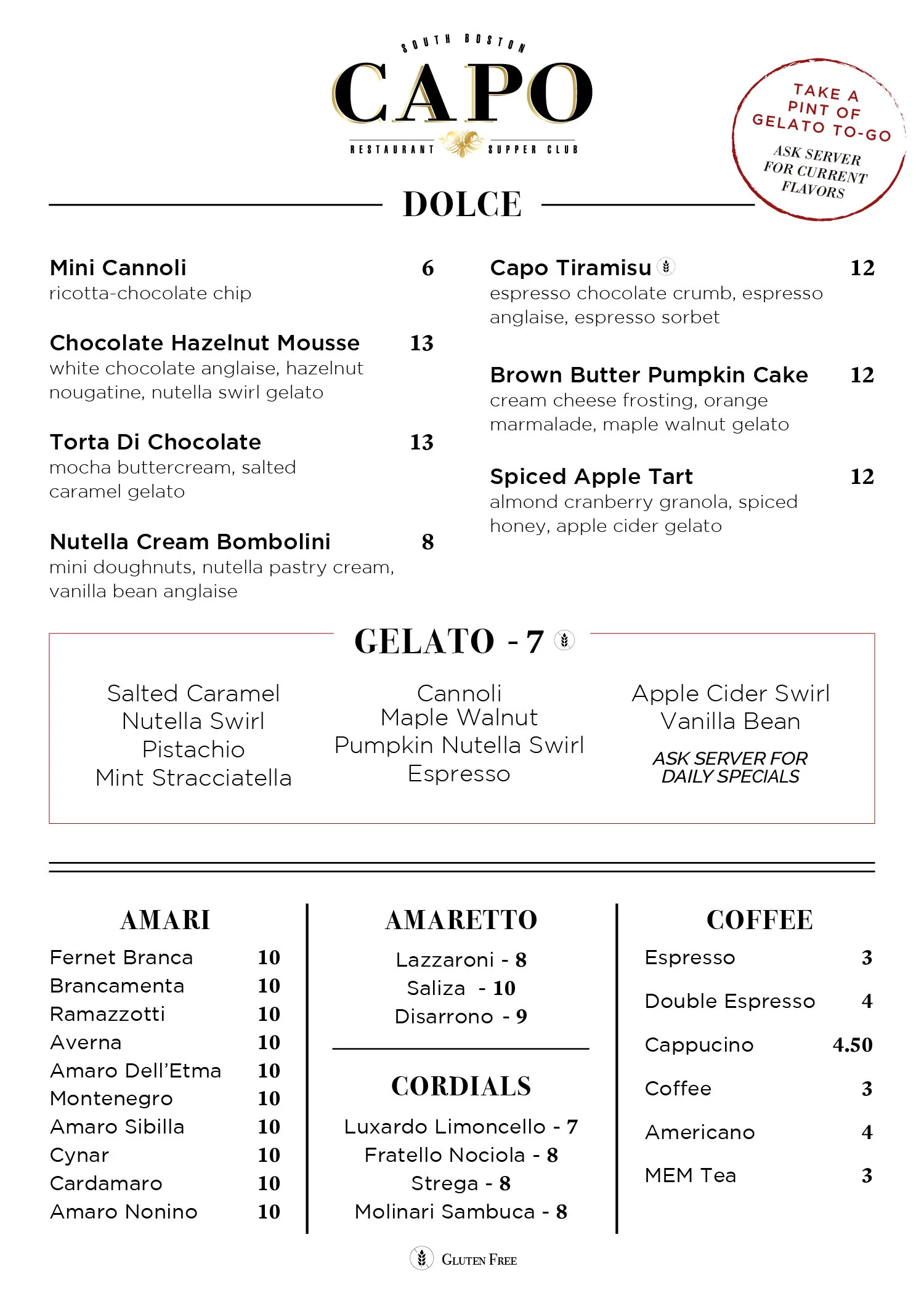 DESSERT / BAR MENU