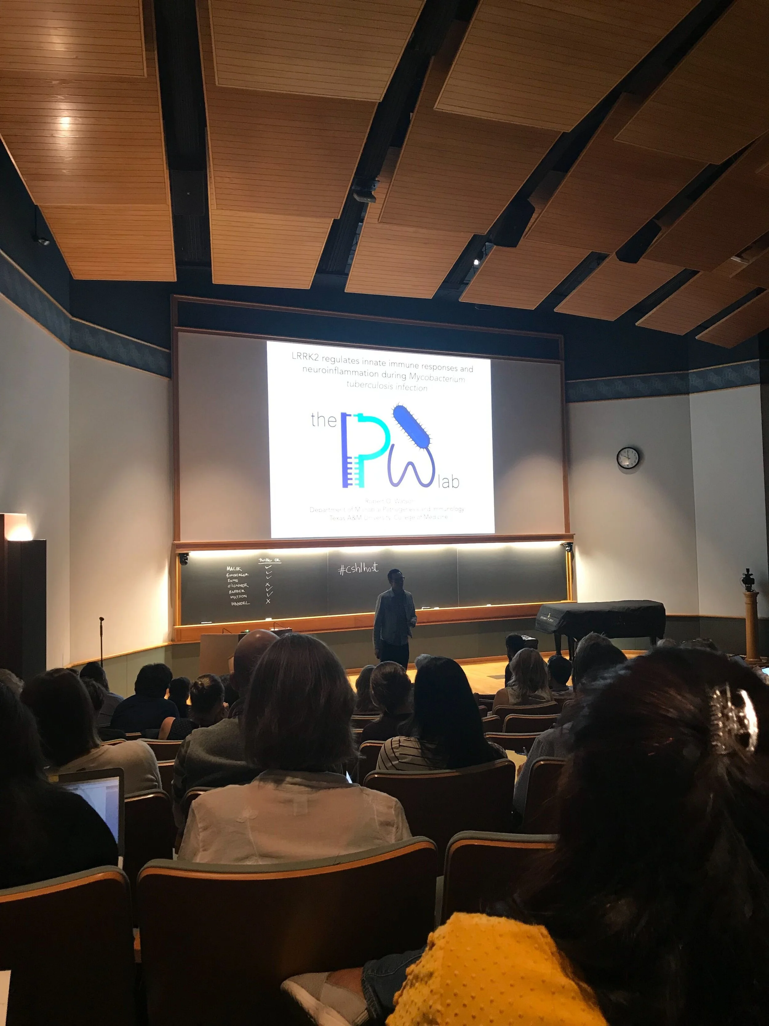Dr. Robbie Watson giving a talk at Cold spring Harbor Laboratories Conference: Microbial Pathogenesis & Host Response.