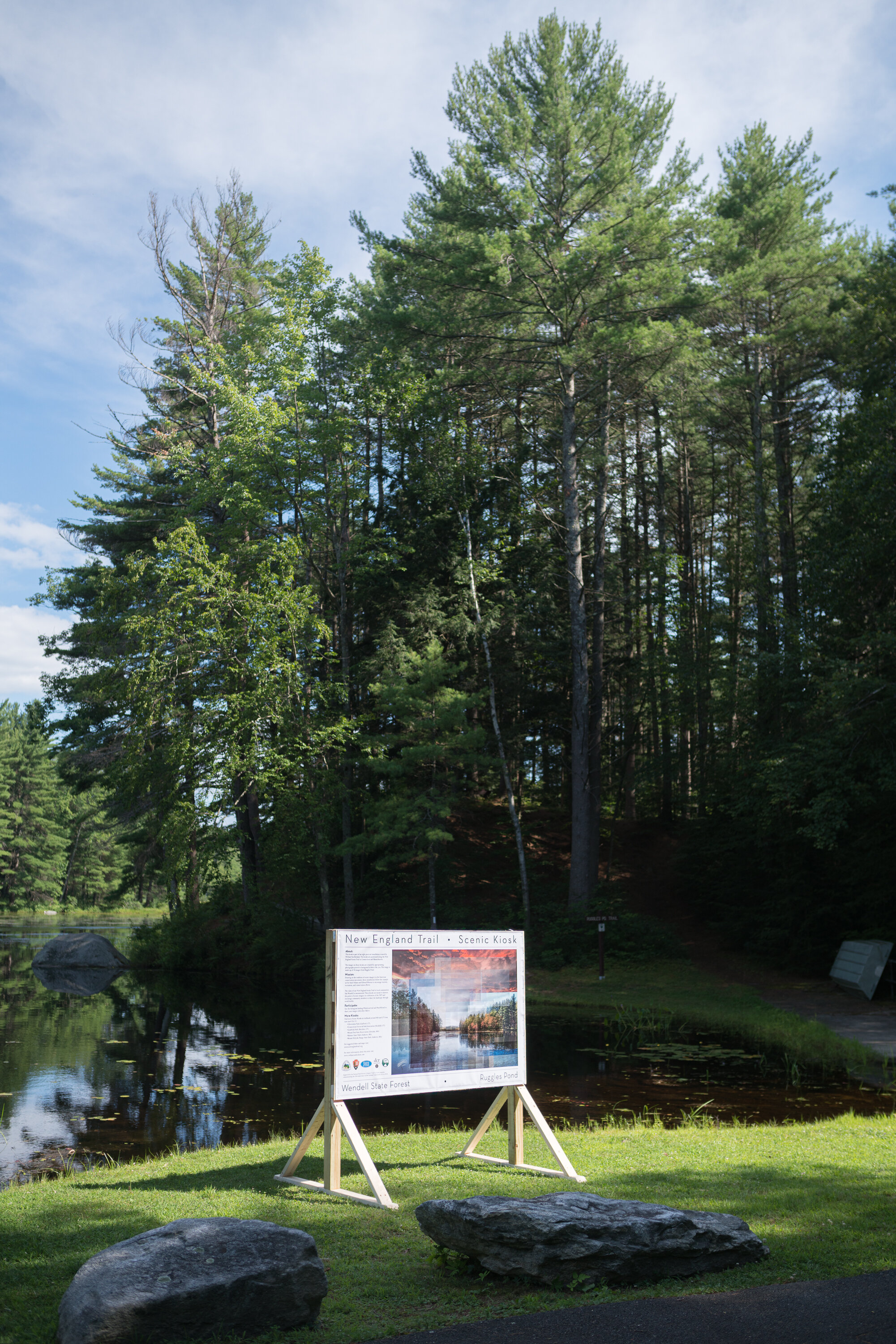Kiosk installation at Wendell State Forest - Ruggles Pond