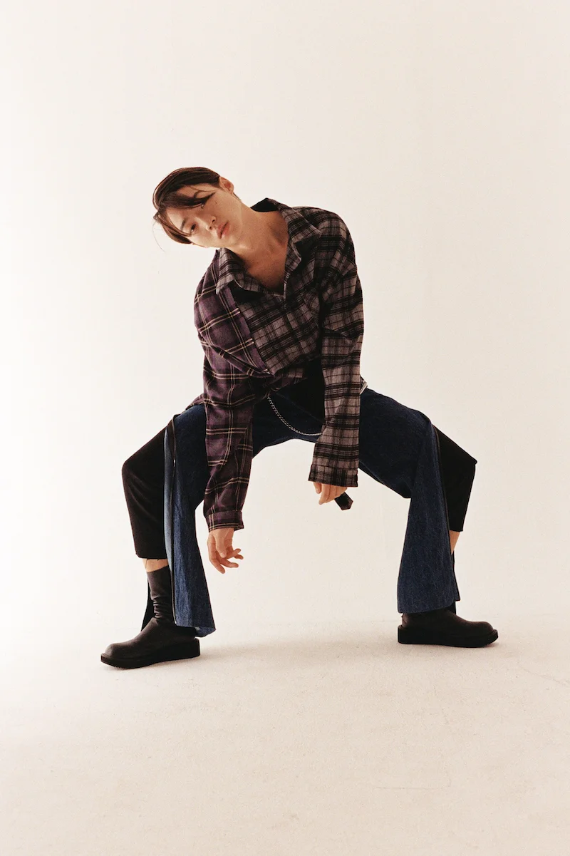 Top: Ajo Studio, Denim: Ruhm, Pants: Vlades, Boots: Vlades
