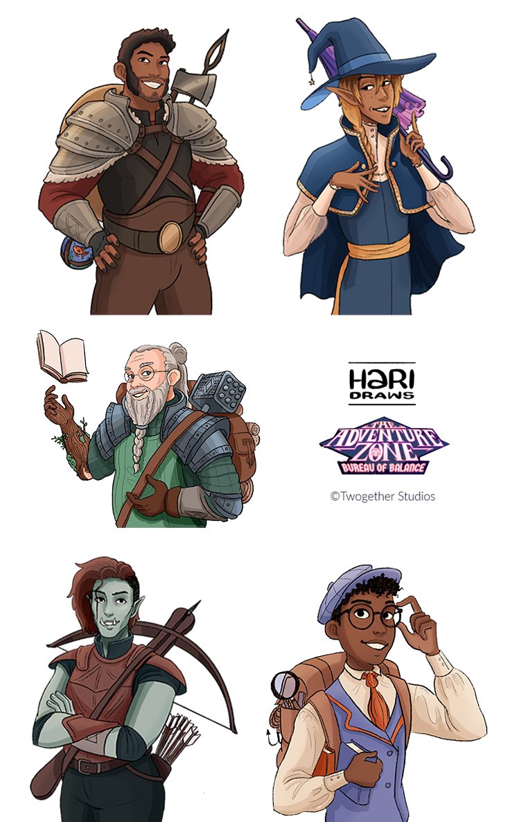  Character card illustrations for  The Adventure Zone Game  