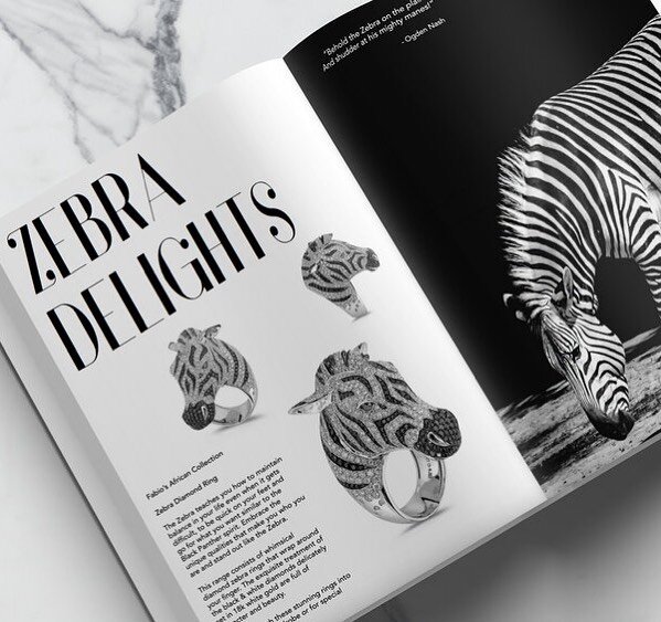 Zebra delights...&rdquo;Who are you inside&rdquo; lookbook design for the Fabio Angri brand representing his artisan work in the United States. This look book focuses on the wildlife side of Fabio&rsquo;s imaginative jewellery collection.
Teaming wit