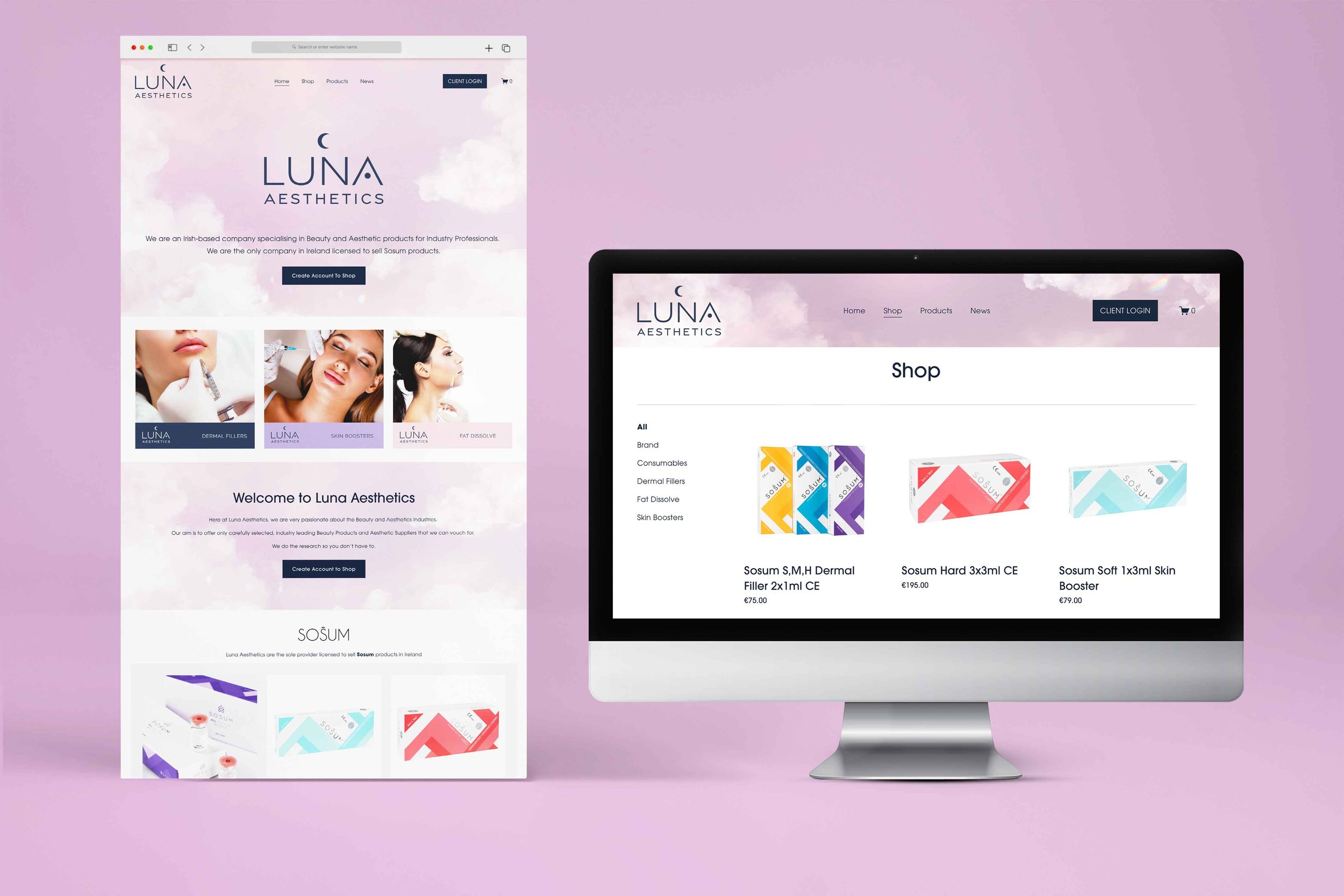 Luna Aesthetics website design