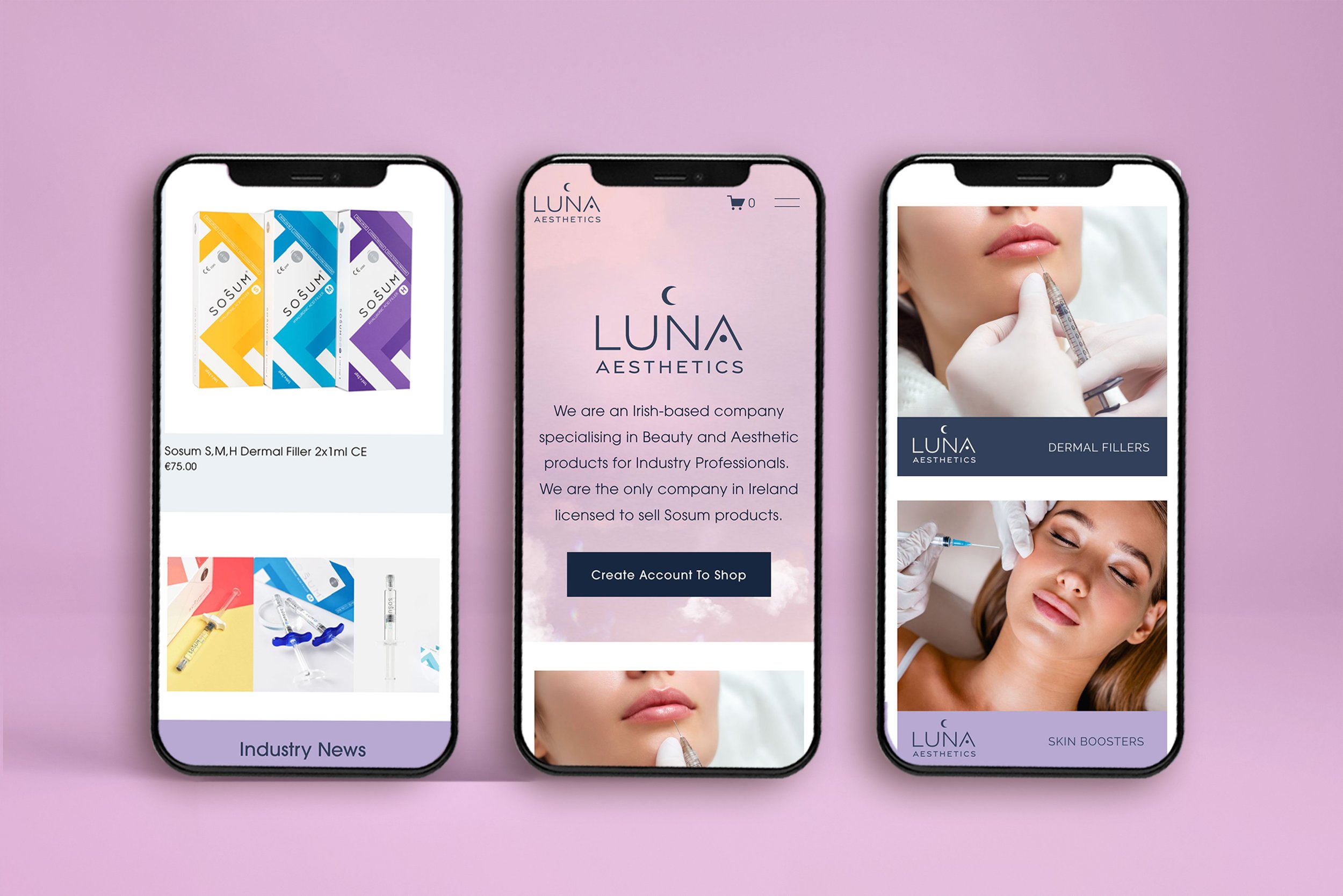 Luna Aesthetics website mobile view