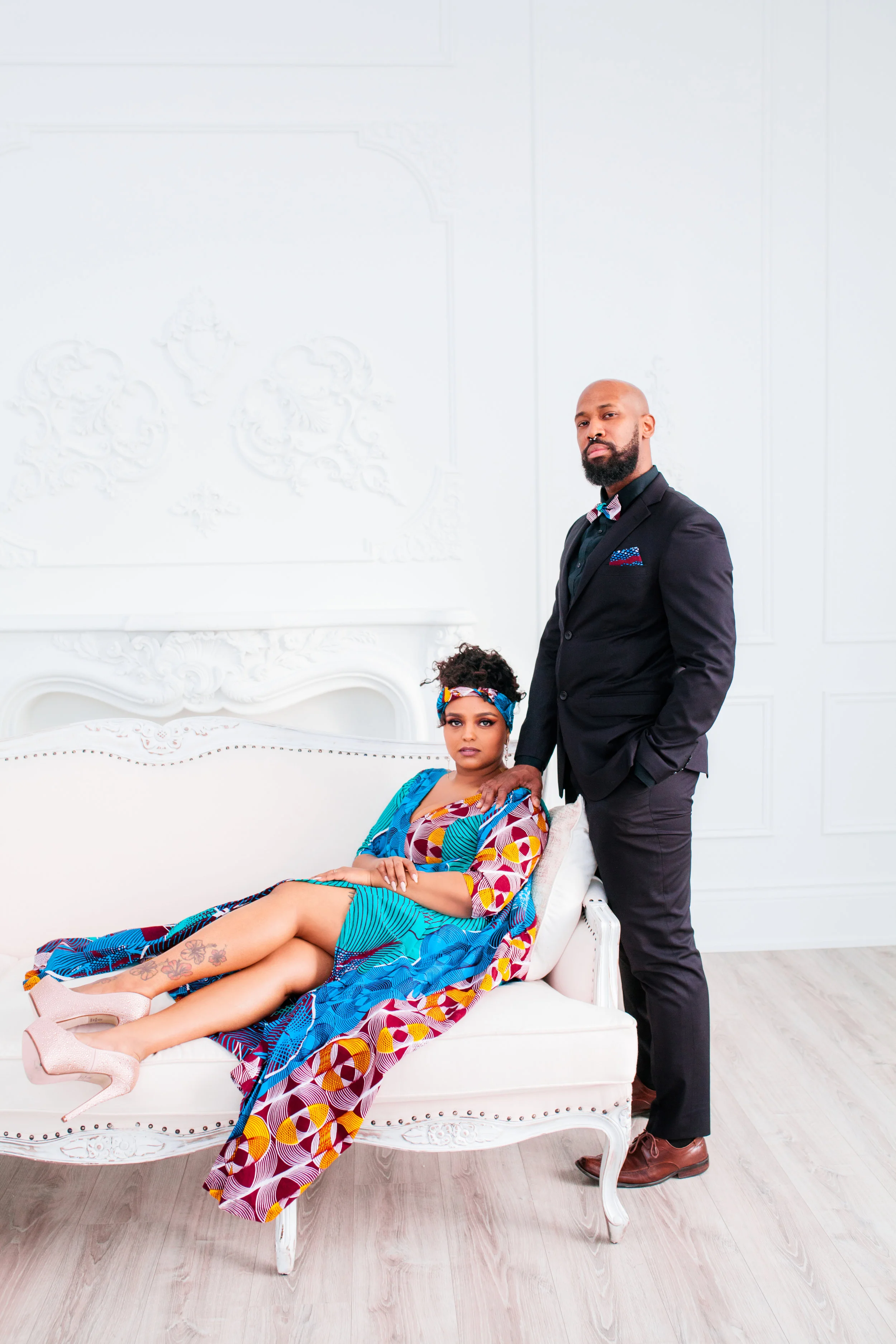 African Inspired Engagement Shoot Toronto Engagement Photographer Mint Room Studios Toronto Engagement Photography Indoors Karimah Gheddai Photography Portraits