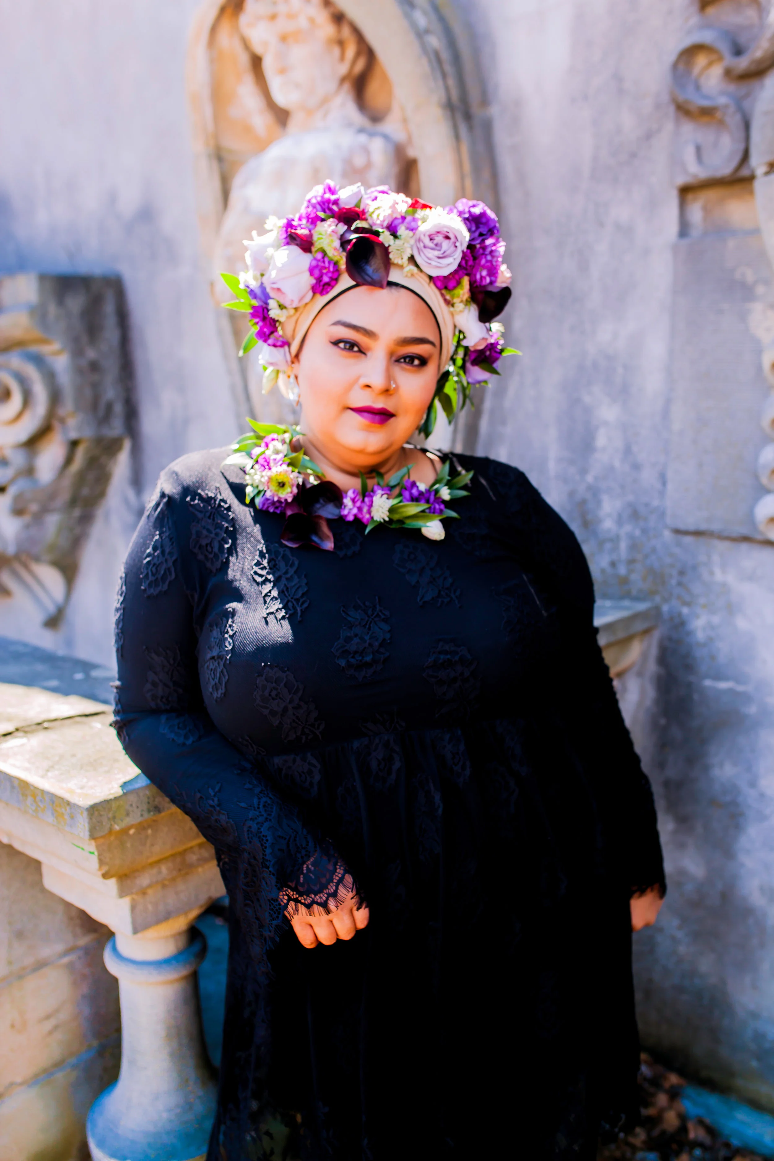Toronto Photographer Purple Floral Crown Flower Crown Inspiration Canada Photography Portraits Photograph photo shoot headshot color florist Guildwood park Karimah Gheddai