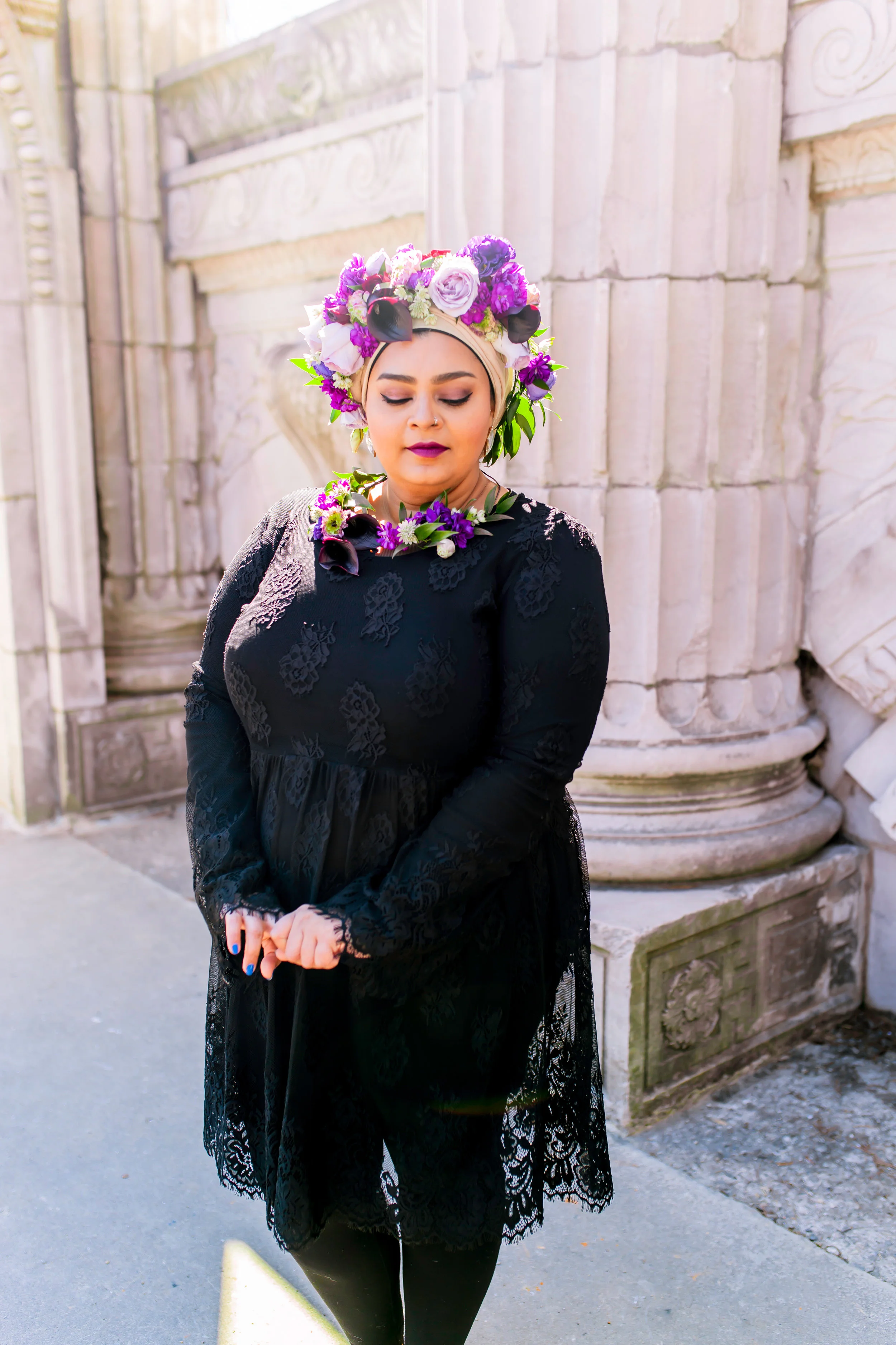 Toronto Photographer Purple Floral Crown Flower Crown Inspiration Canada Photography Portraits Photograph photo shoot headshot color florist Guildwood park Karimah Gheddai