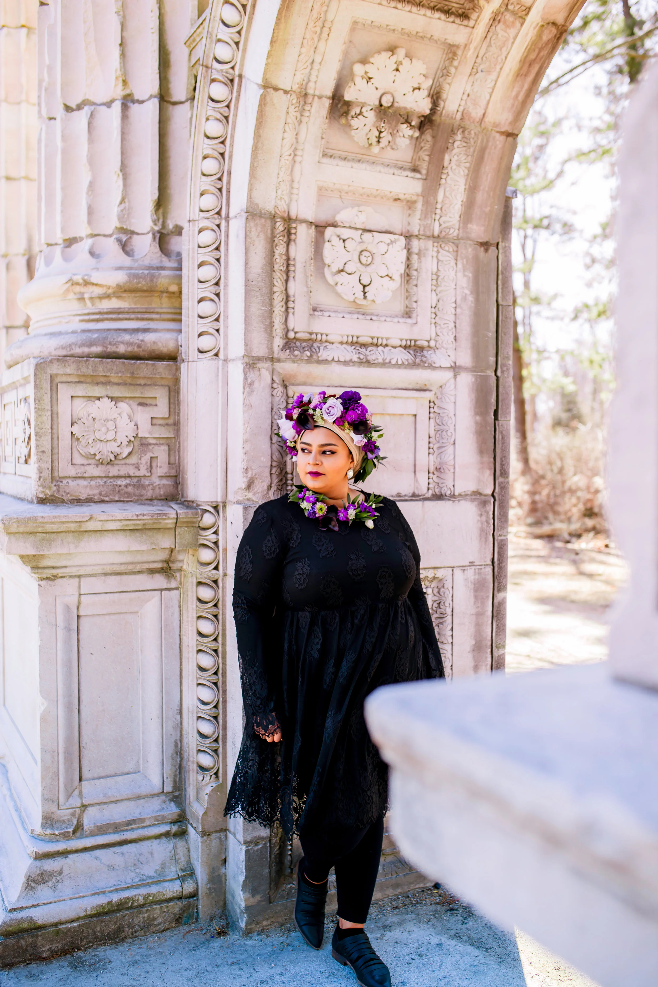Toronto Photographer Purple Floral Crown Flower Crown Inspiration Canada Photography Portraits Photograph photo shoot headshot color florist Guildwood park Karimah Gheddai