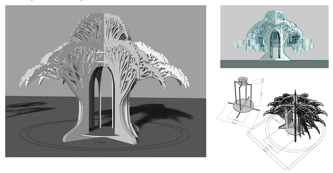  For the COP 21 in Paris, we formed a design team to build an easily deployable, but large tree sculpture, that was then fabricated assembled in an arts collective workspace outside the center of town. It was then installed in numerous locations in …